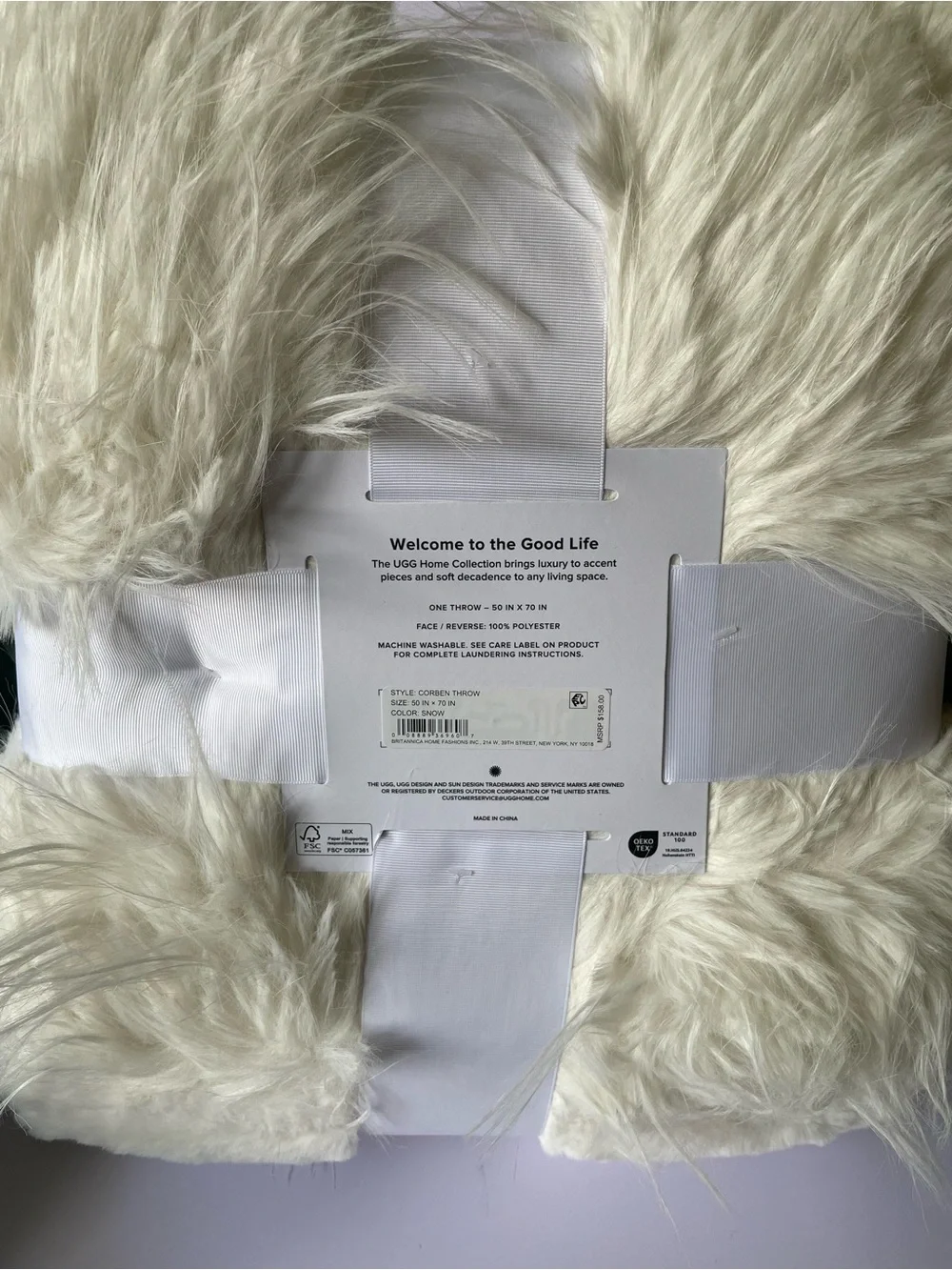 New UGG Corben Textured Throw in Snow
